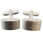Brush Rhodium Convex Cufflinks
