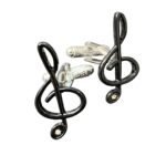 Treble Clef With Crystal Cufflinks