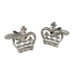 Rhodium Crown Cufflinks