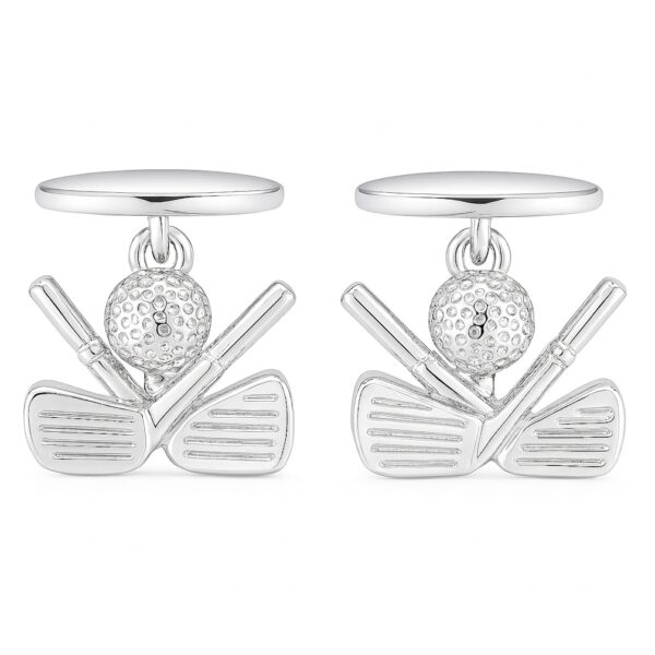 Golf Clubs & Ball Chain Link Cufflinks